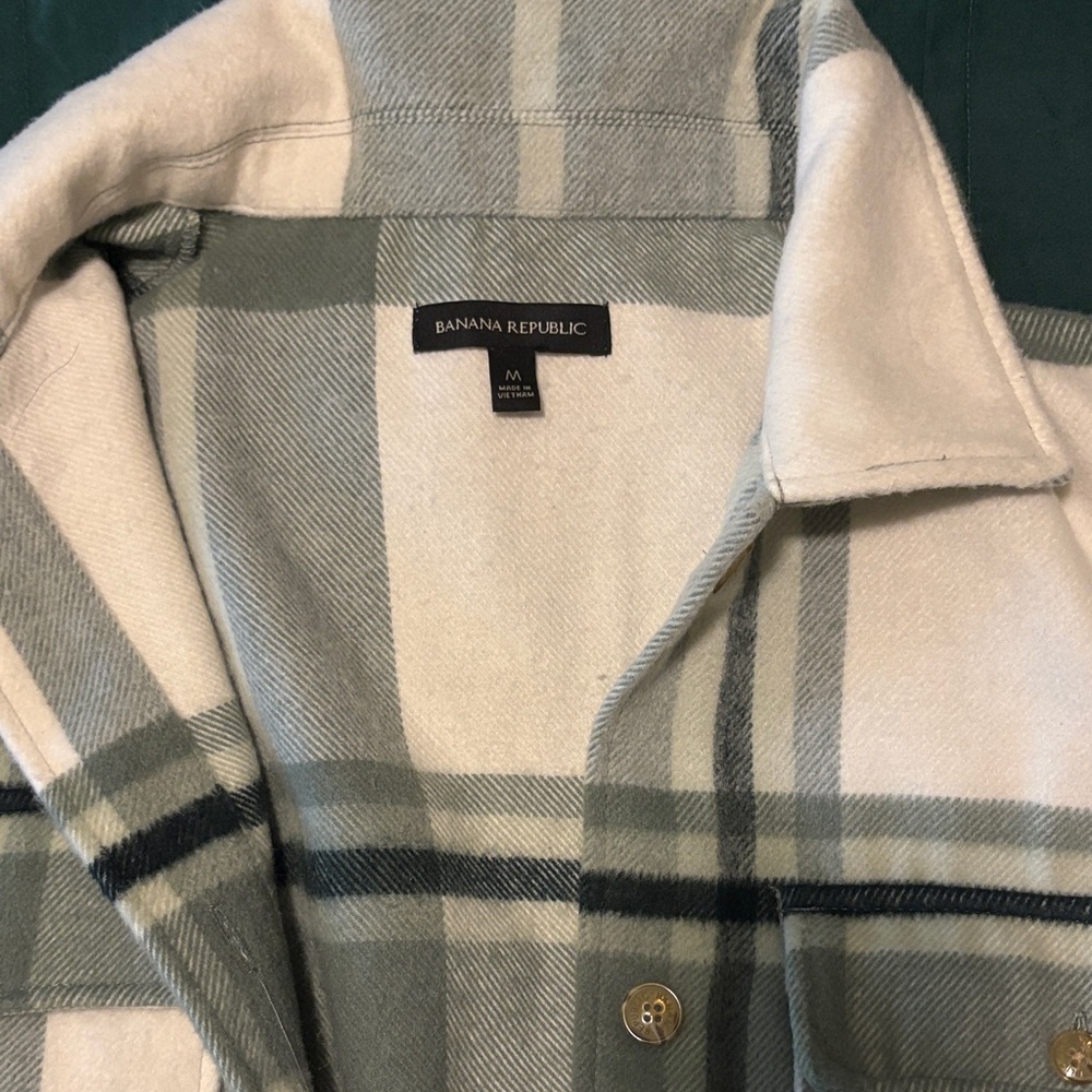 Banana Republic Green and Cream Plaid Jacket